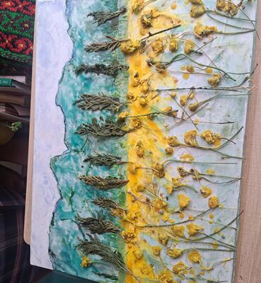 Fleurs sechees sur cire